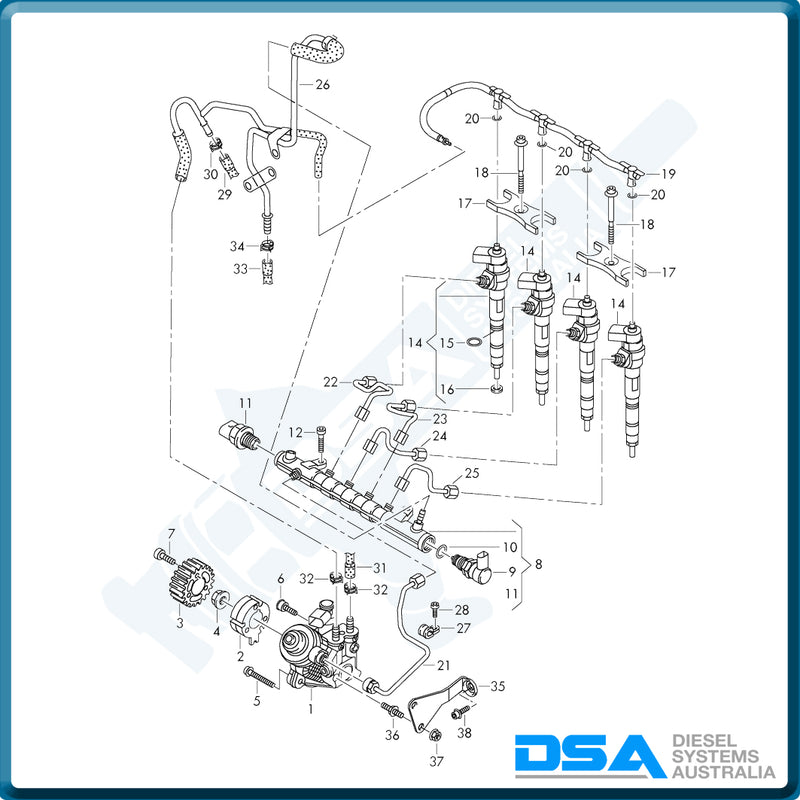 03L 130 235ADNG Aftermarket Audi, Seat, Volkswagen 2.0 TDI Leak Off Connector Pipe Set Kit